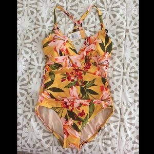 HP🎉 Kona Sol Yellow Floral One-Piece Swimsuit NWT